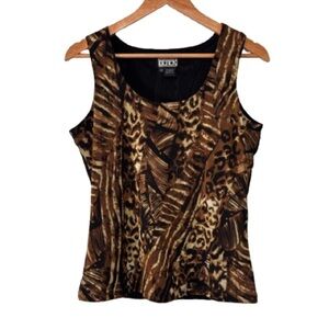 BEAER Brown Black Animal Print Mesh Tank Top Size M